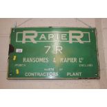 A "Rapier 7R Ransomes and Rapier Ltd.", enamel adver