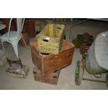 Three old wooden advertising crates