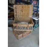 Two vintage wicker laundry baskets