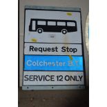 A bus "Request Stop" sign