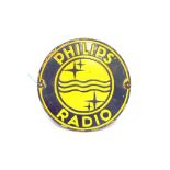 A "Philips Radio" circular enamel sign, 14ins. dia