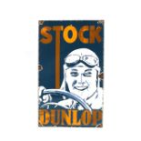 A rare "Dunlop Stock" enamel sign, with racing drive