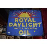 An enamel double sided "Pratts Parafin Royal Daylight Oil"