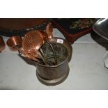 An Art Nouveau style copper pot and contents of va