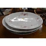 Three various floral decorated meat plates