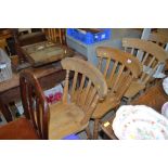 Eight various kitchen chairs; together with a smal