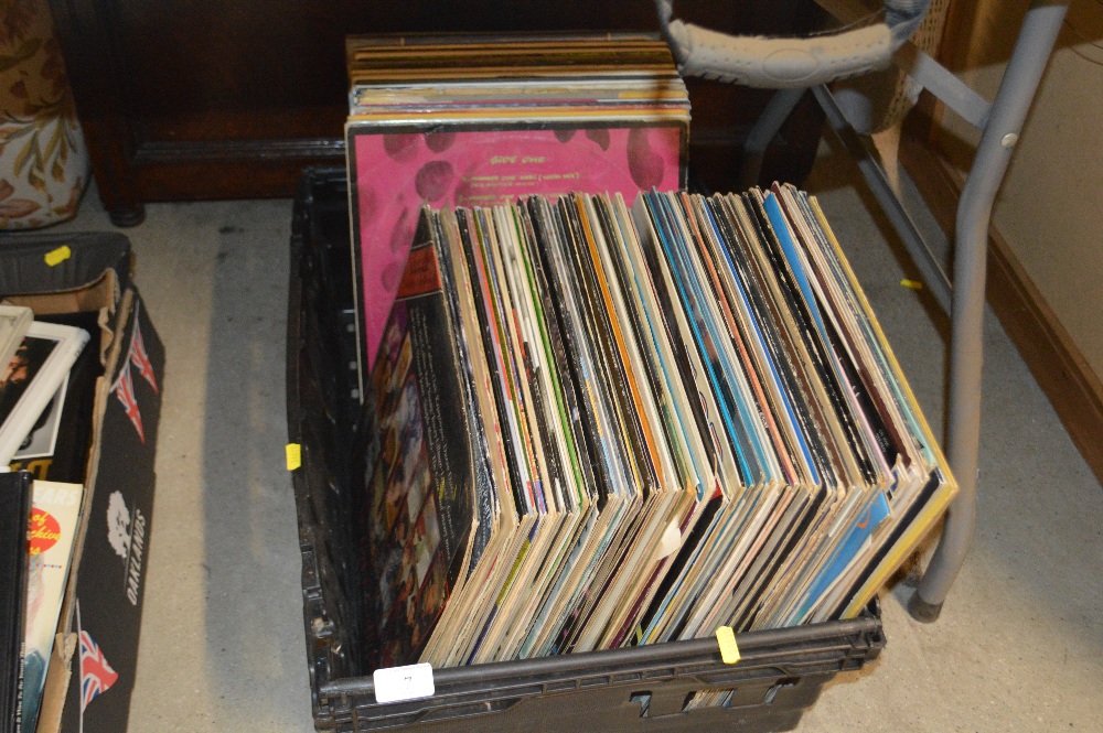 A crate of rock LP's