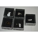 Five 10kt gold plated dress rings