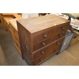 A 19th century oak chest fitted four long graduati