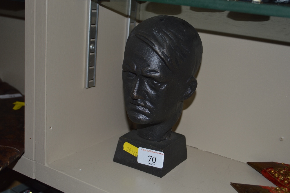 A reproduction bust of Adolf Hitler