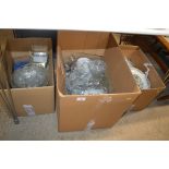 Three boxes of various sundry glass and china