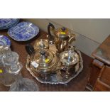 A Mappin & Webb silver plated four piece teaset on