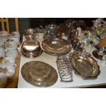 A quantity of silver platedware to include a tease