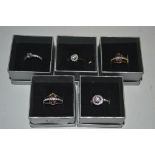 Five 10kt gold plated dress rings