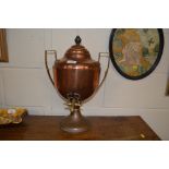 A antique copper Samovar with brass handles and ta