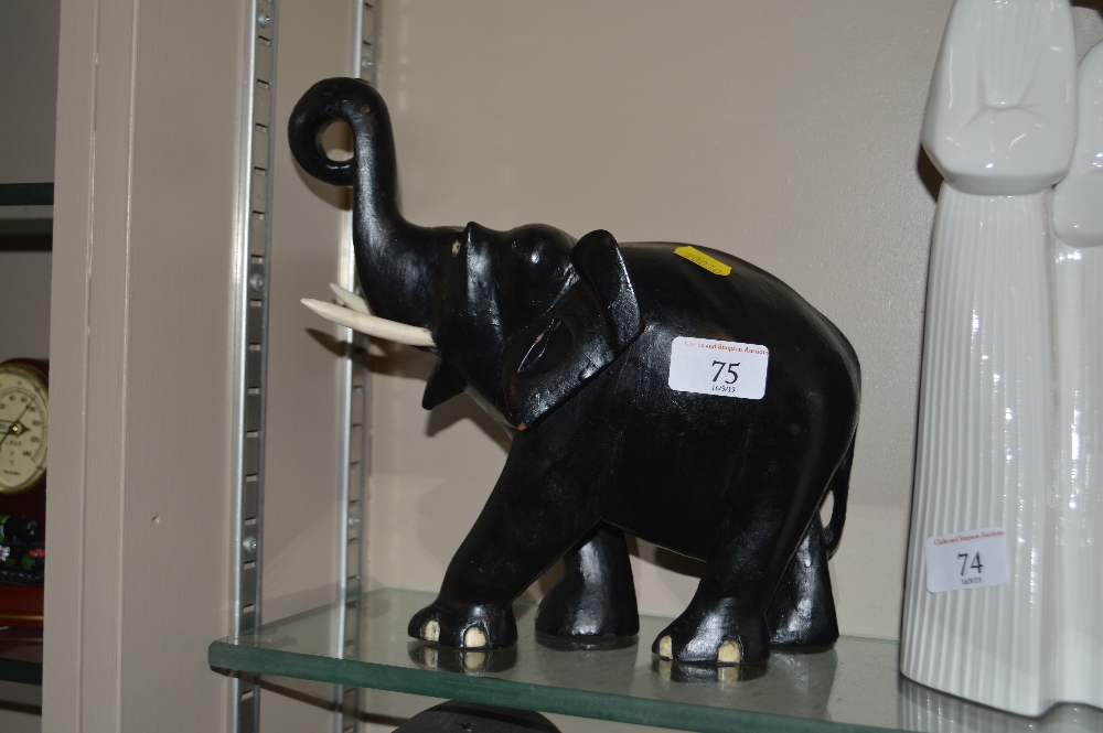 A large carved ebony elephant