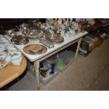 A Formica topped and painted kitchen table