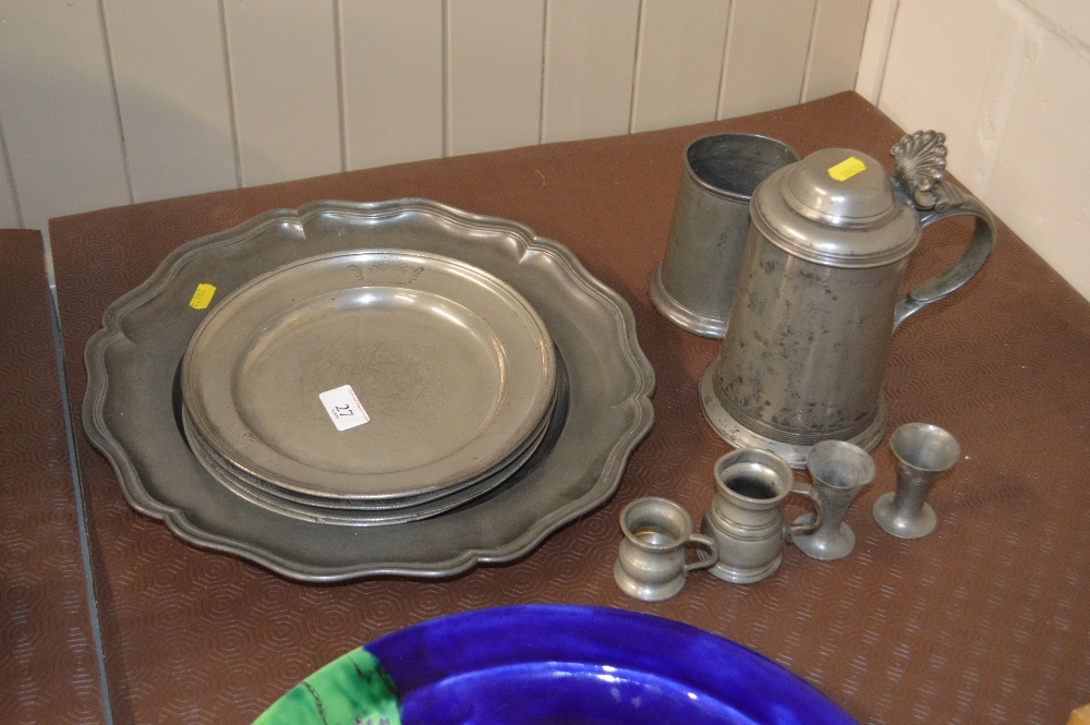A quantity of 18th Century and later pewter items