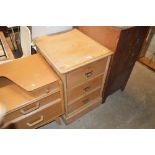 A stripped pine chest fitted three drawers of narr