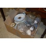 A box of various glass and china