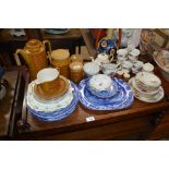 A collection of Victorian blue and white china pla