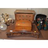 An oak table top three drawer chest; a 19th Centur