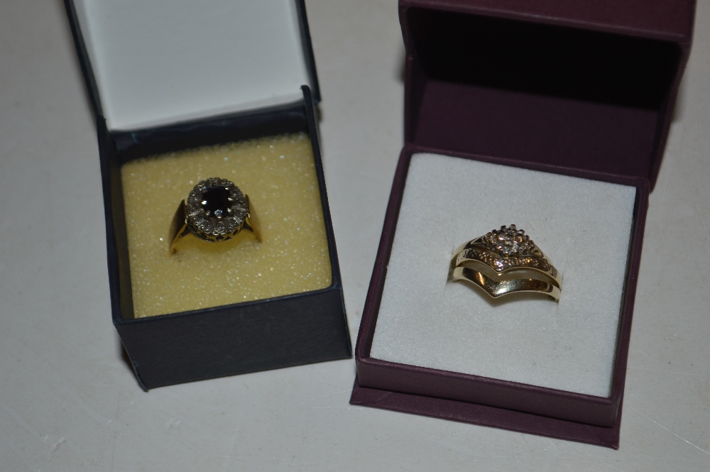 A 9ct gold sapphire set ring; together with a 9ct