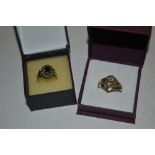 A 9ct gold sapphire set ring; together with a 9ct