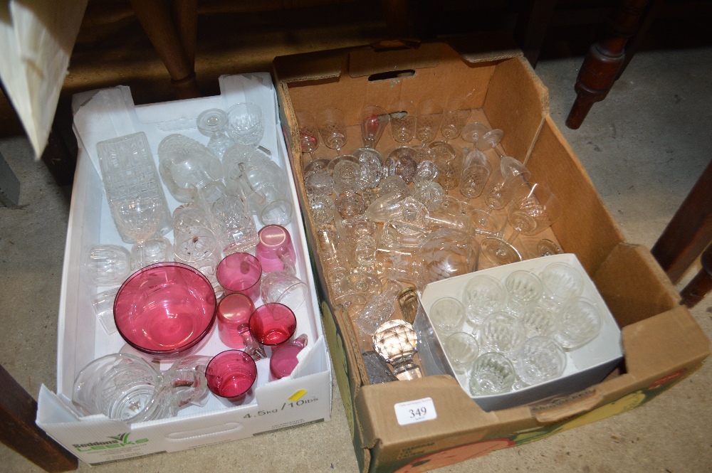 Two boxes of glassware