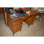 A Danish teak pedestal desk