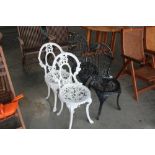 Four metal garden ornate chairs