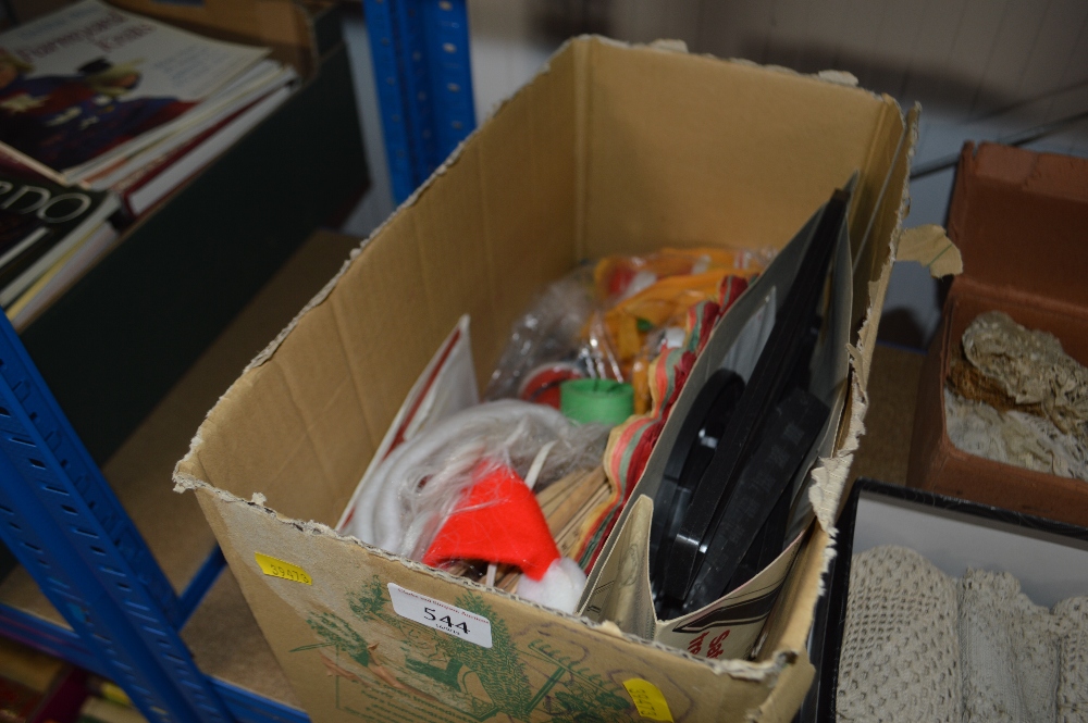 A box of various Christmas ephemera etc