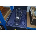 A boxed Stuart crystal vase with etched flower dec