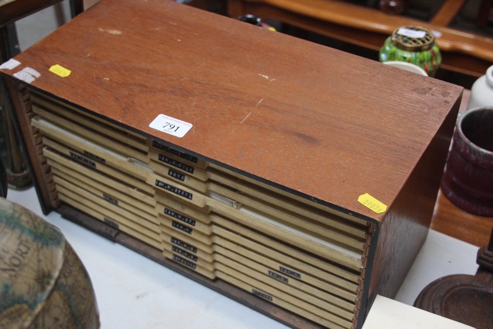 A table top specimens chest and contents of watch