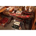 A reproduction mahogany D end dining table