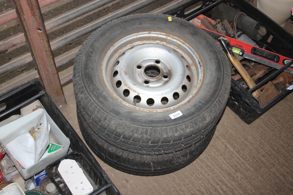 A pair of 13" trailer wheels and tyres