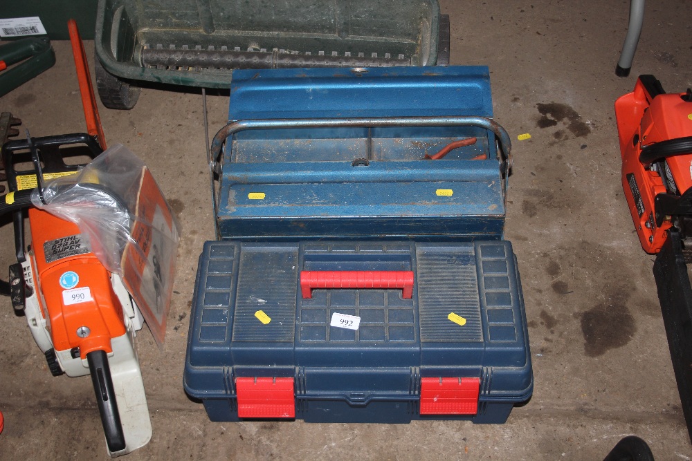 A plastic tool box and contents; together with a c