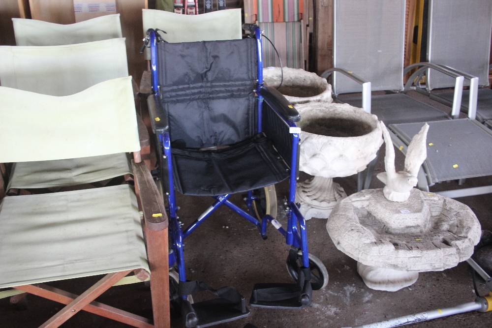 A folding wheel chair