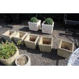 Five Cotswold concrete garden planters