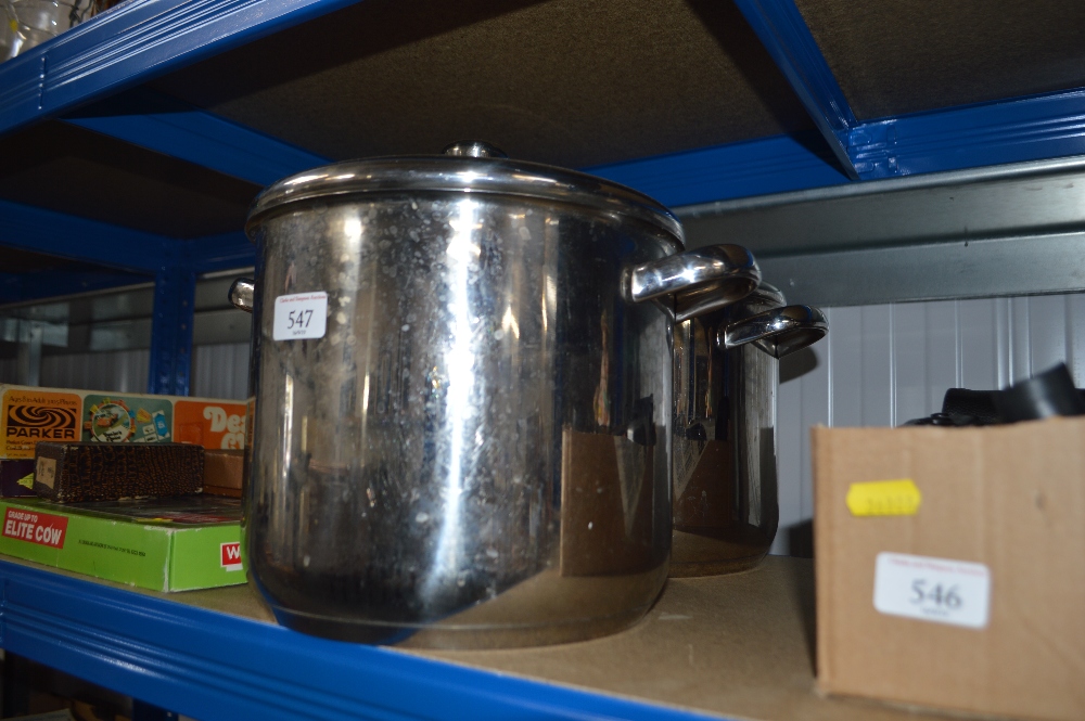 Two stainless steel cooking pots