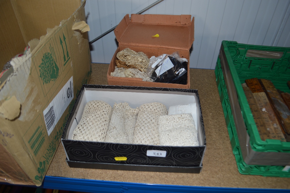 Two boxes of various lace and linen