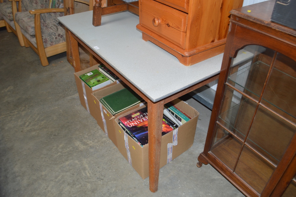 A melamine topped kitchen table