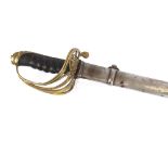 An 19th Century officer's sword, having brass hilt with cypher VRI (Victoria Queen Empress),