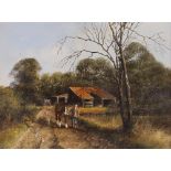 Clive Madgwick, "Leading him home", signed oil on canvas, 29.5cm x 39.5cm