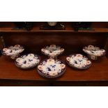 A Victorian Imari patterned dessert set, comprising three comports and six side plates