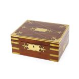 A 19th Century figured mahogany and brass bound box, 33cm