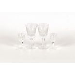 A set of six Waterford crystal liqueur glasses, and seven wine glasses