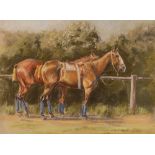 J.R.G.Gordon, pair of studies depicting polo ponies, signed pastels