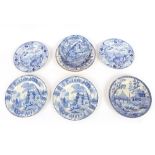 Various Spode, Wedgwood and other transfer printed plates, all decorated exotic Oriental garden