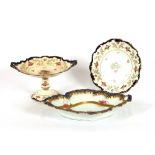 A 19th Century Limoges part dessert set, having floral spray decoration heightened in gilt,